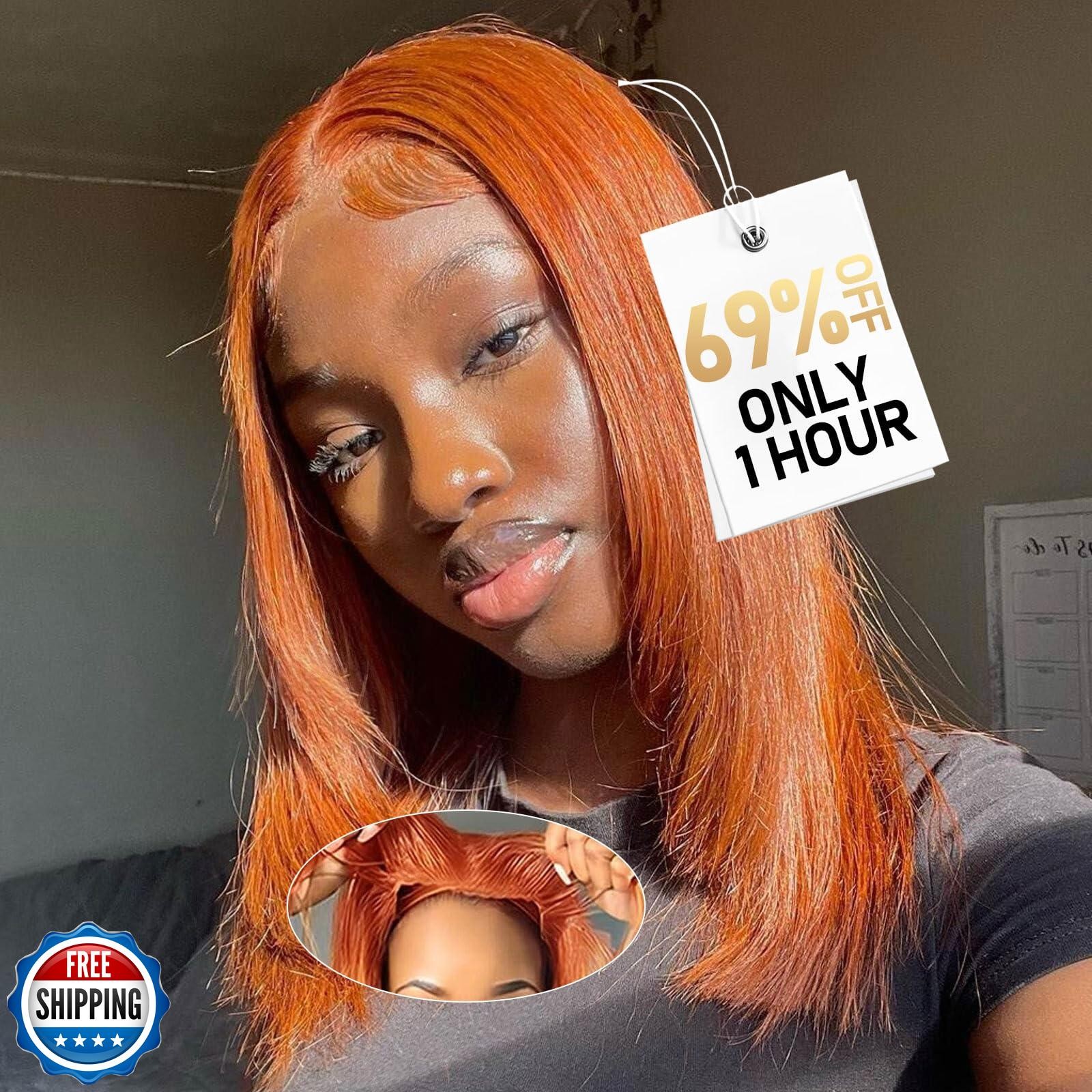 Ailwelia Wear and Go Glueless Bob Wig Human Hair 200% Density 5×5 HD Lace Clo