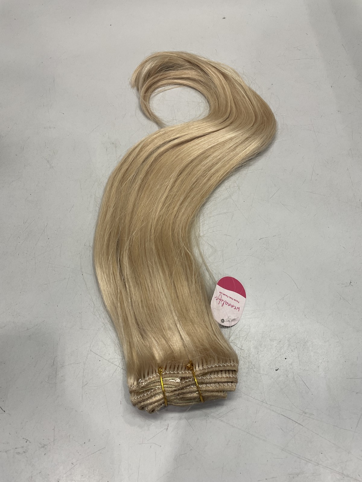 Wennalife Seamless Clip-In Human Hair Extensions 7pcs, Light Blonde 20″