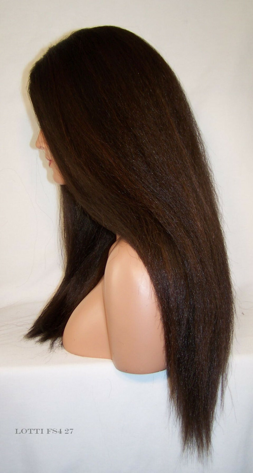 Long Yaki Lace Front Wig Brown w/Highlights #4.30 Long C-part Heat safe yaky lot
