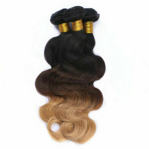 12AA 1B/4/27# 3TONES ROOT OMBRE BRAZILIAN VIRGIN HAIR 3BUNDLES+LACE 360 FRONTAL