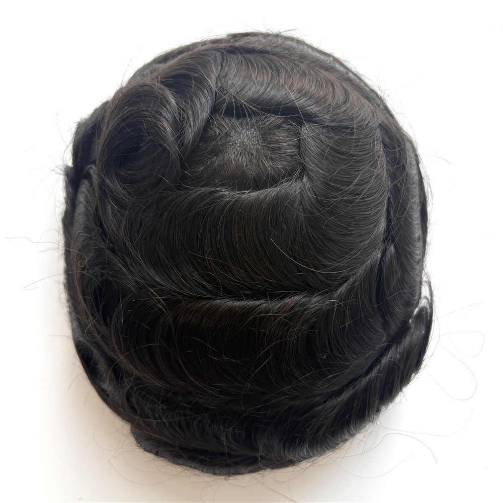 Full PU Thin Skin Toupee For Men Human Hairpiece Replacement System Hair
