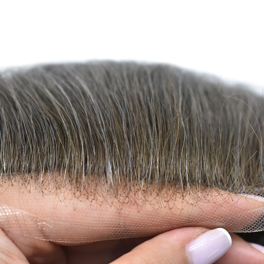 Mens Toupee Human Hair Piece replacement System for men Lace Front Thin Skin Wig