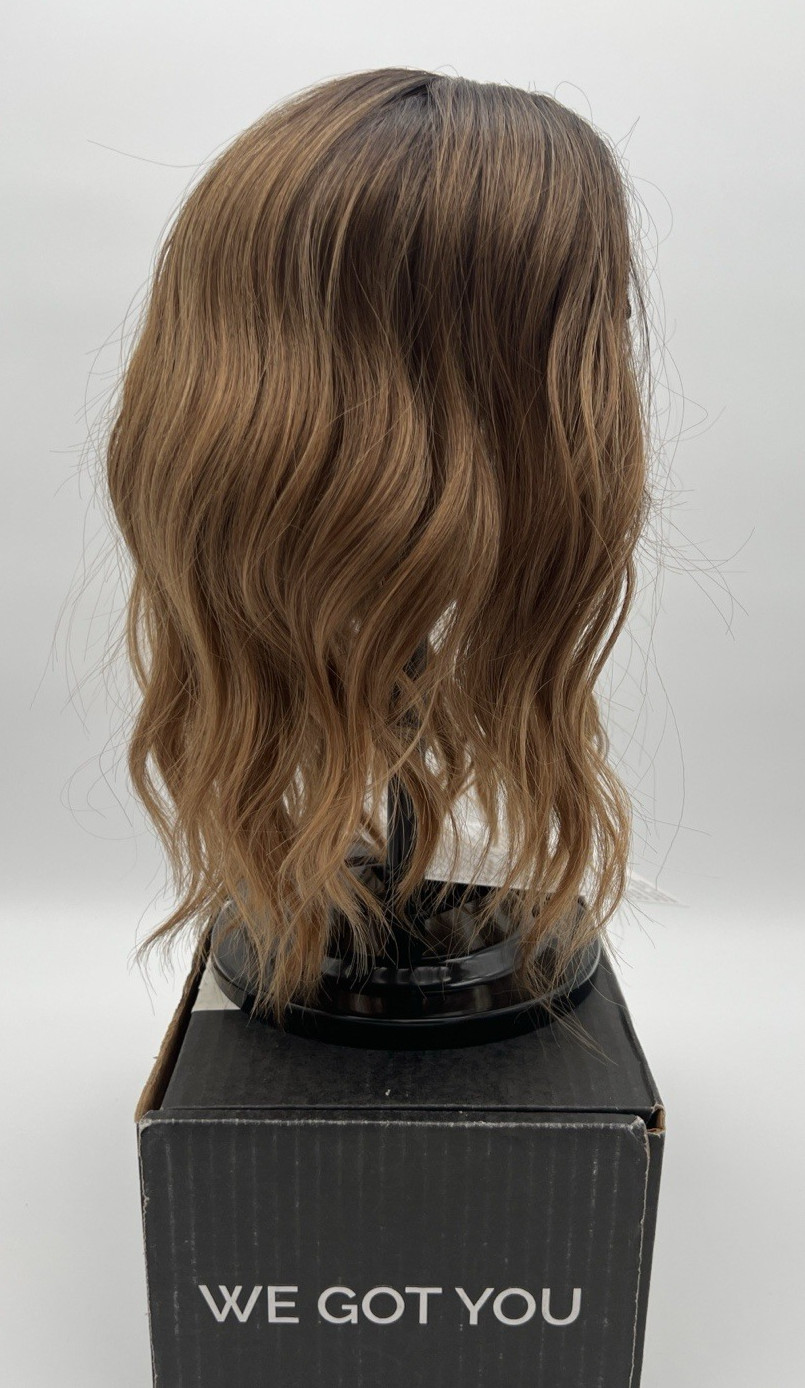 Brown Dark Roots Short Wavy 10in Women Premium Hair Topper