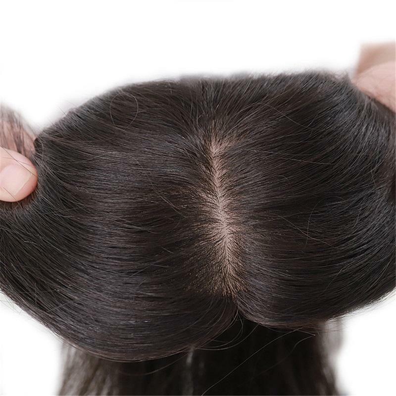 Women Topper Toupee Chinese Remy Hair Injected Silk Lace System Hairpiece 16”