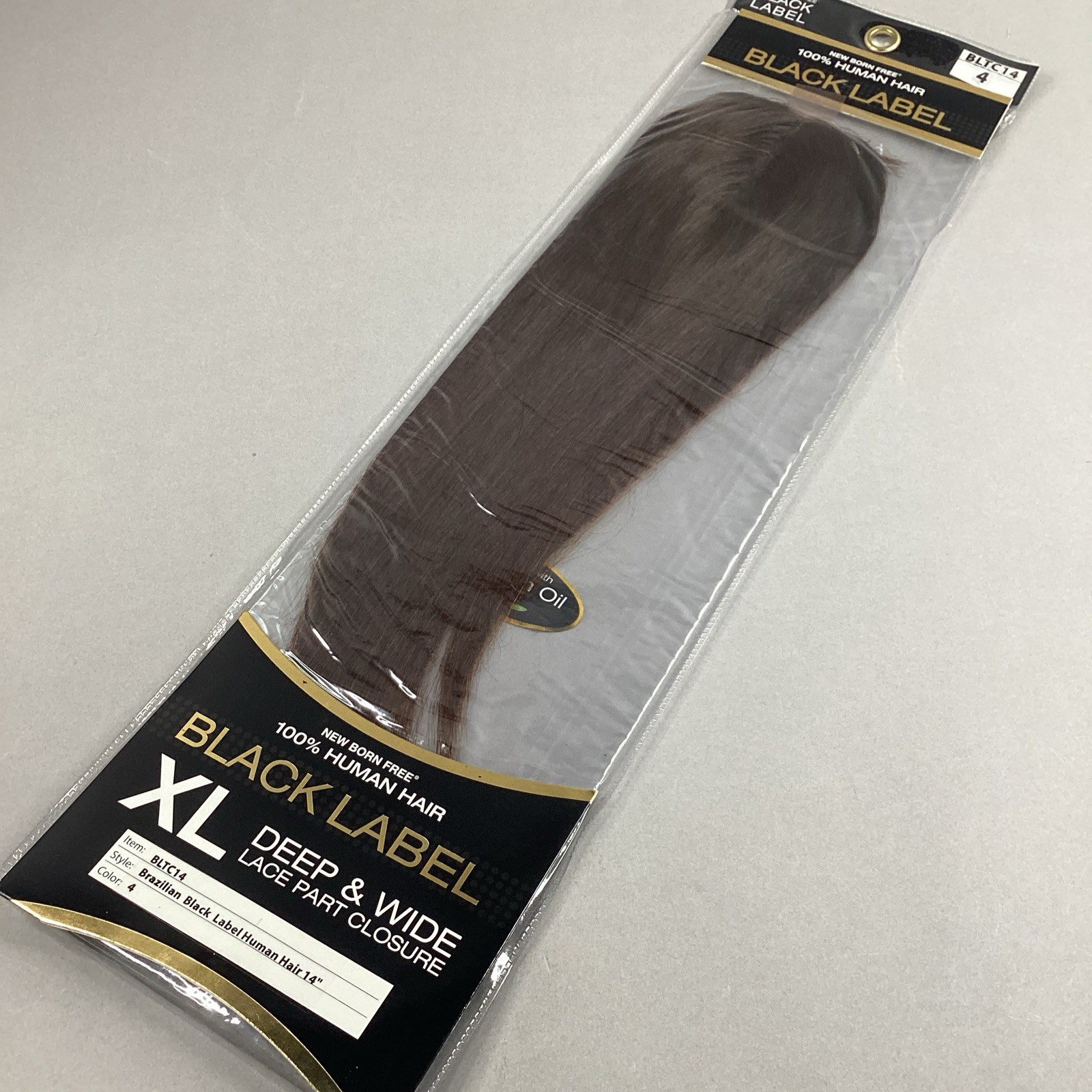 14” Straight #4 Dark Brown XL Lace Closure Unprocessed Human Hair