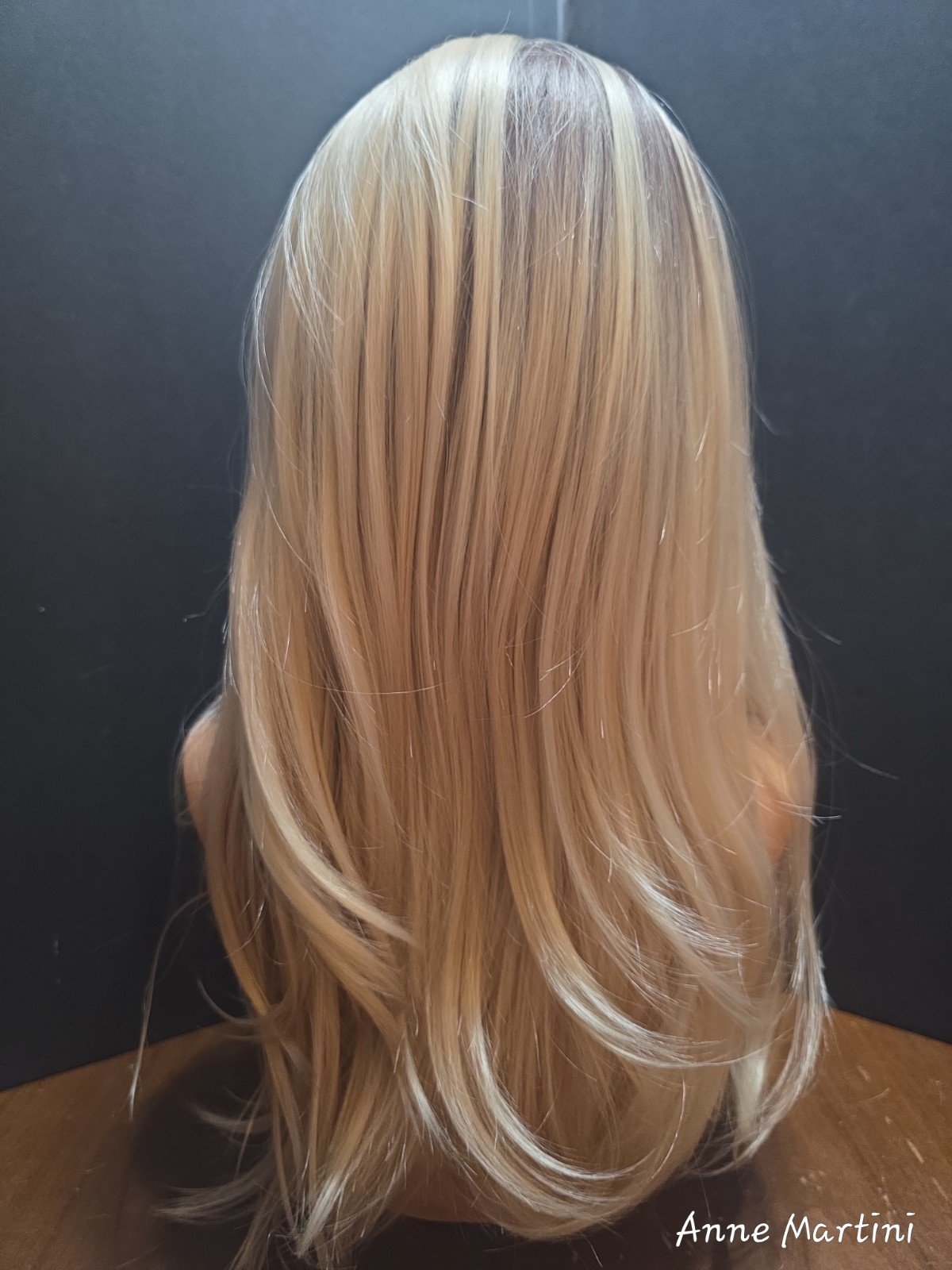 CSC LUNA Lace Front Synthetic Straight Wig Layered Free-Part Blonde Long