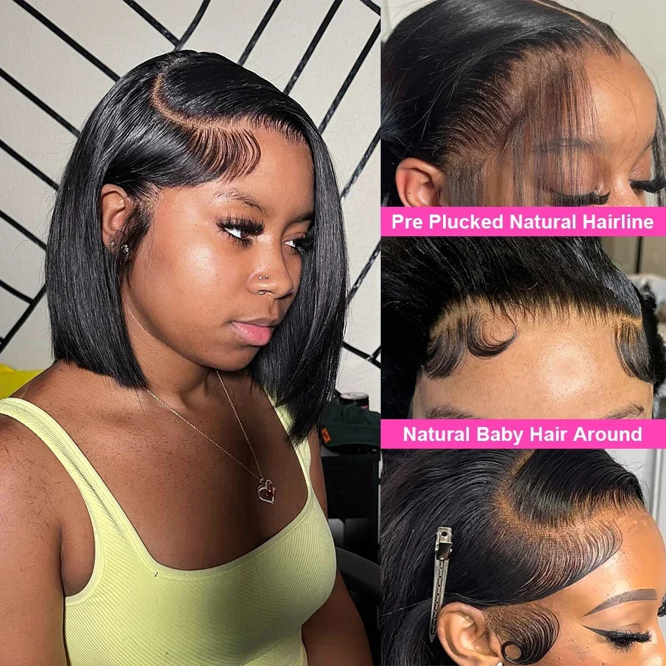 13×4 13×6 HD Bone Straight Bob Lace Frontal Human Hair Brazilian Short Bob Wig