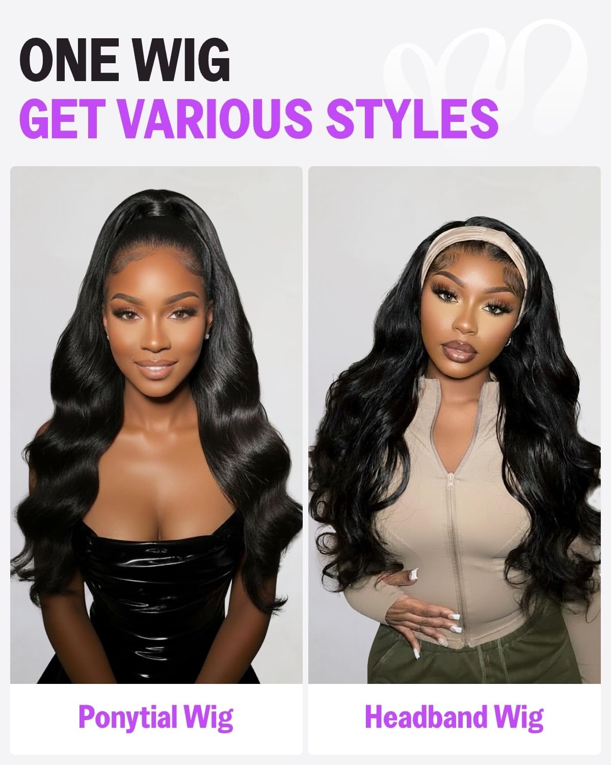 Megalook Hair 3 In 1 Body Wave Half Wig Human Hair Headband Wig Glueless Wigs