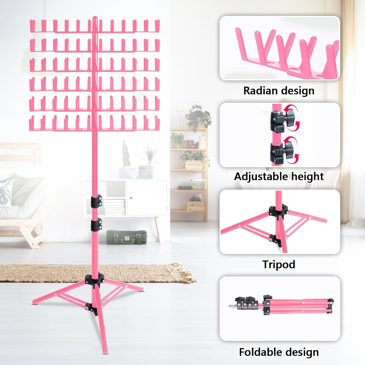 Pink Braiding Hair Rack 144 Pegs Adjustable extension holder hanger tripod tool