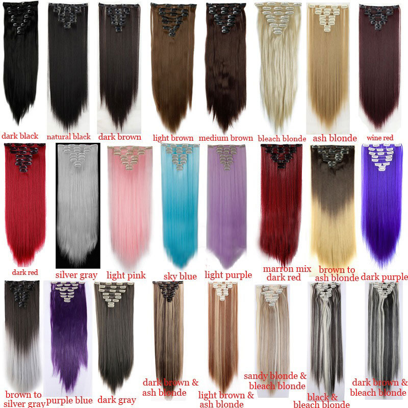 US Real Thick 8Pcs 18Clips Clip in Full Head Hair Extensions As Remy Human Hair