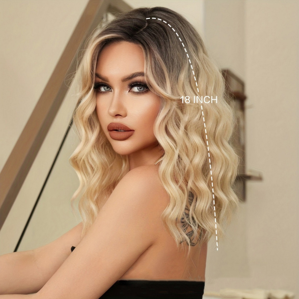 Woman Girls 18 Inch Gradient Long Curly Wig Full Head Wigs Regular Everyday Wigs