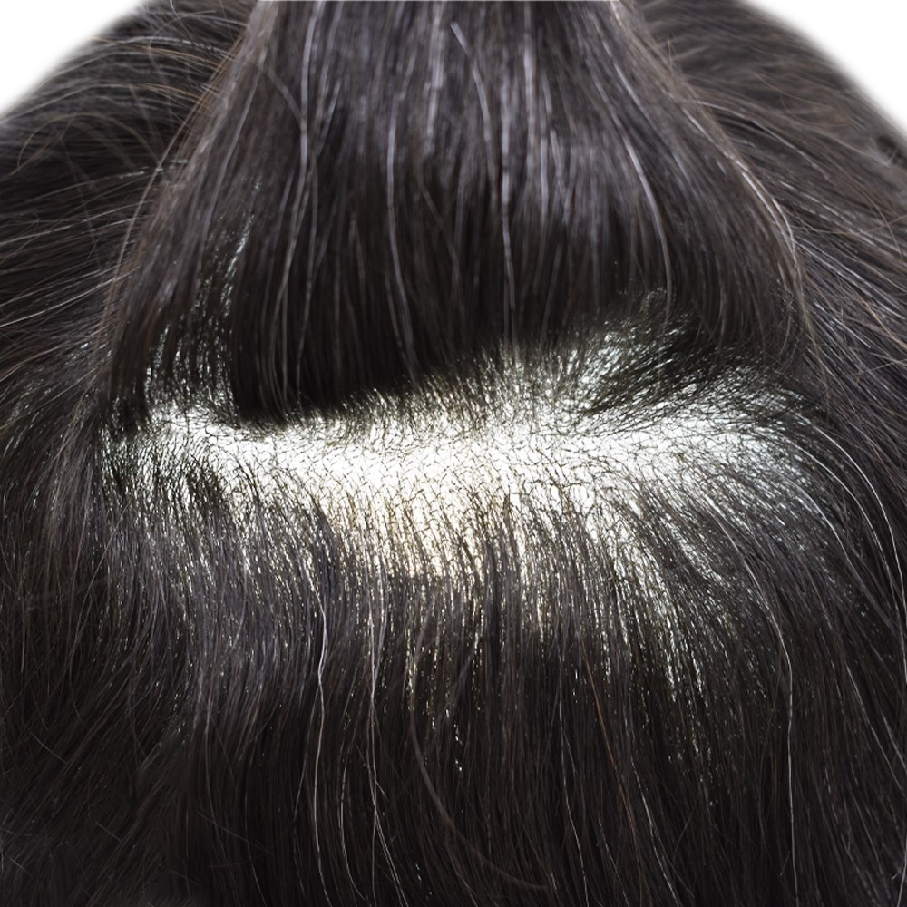 Mens Hair Piece System Swiss Welded Mono Lace Wig Toupee for Men PU Skin Unit US