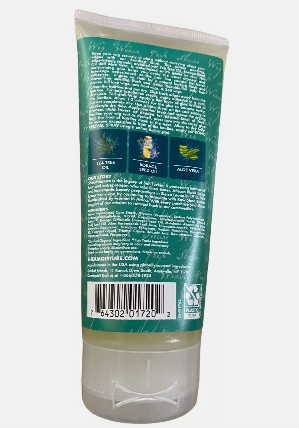 Shea Moisture Wig & Weave Tea Tree & Borage Seed Oil Bond Glue Grip Secure 6.3oz