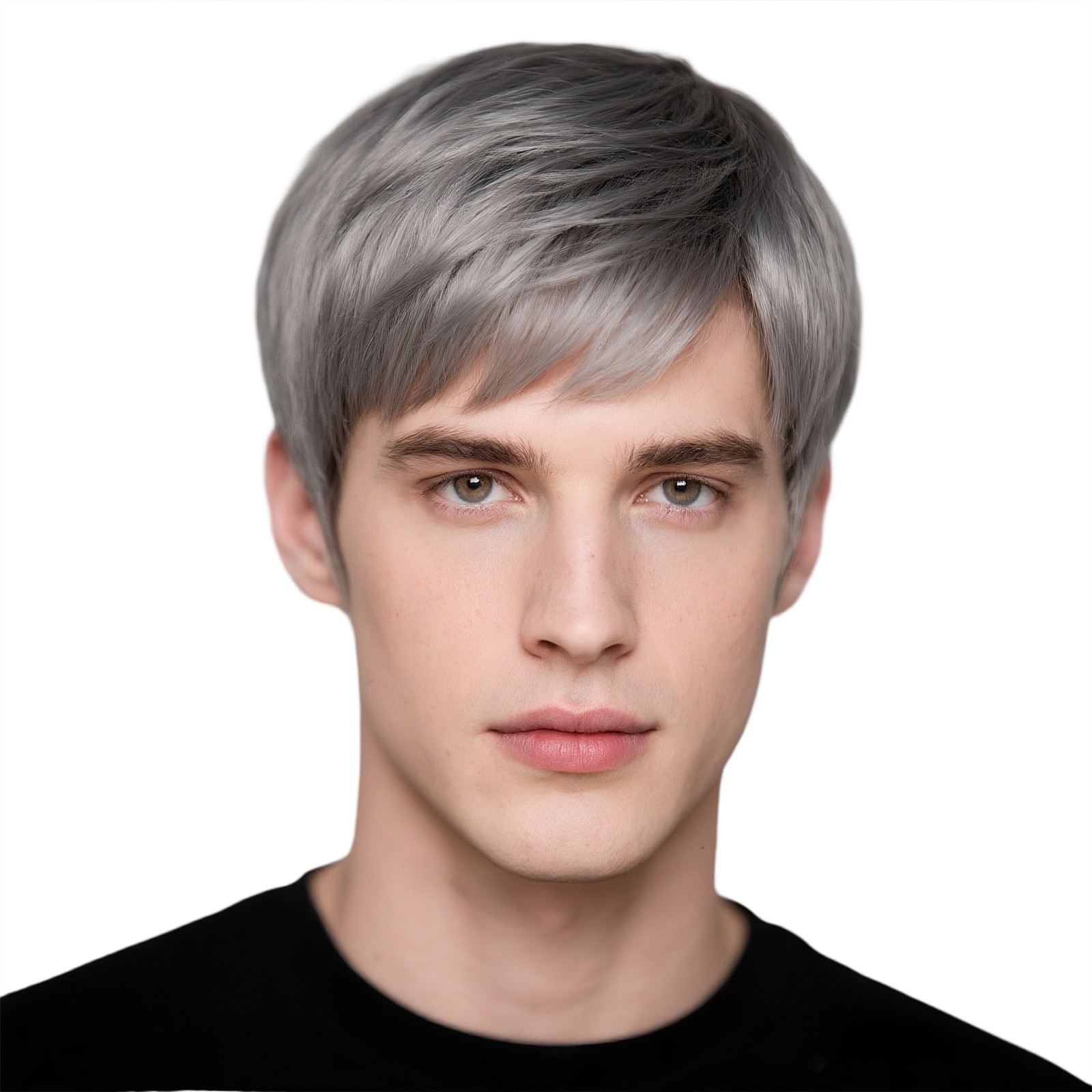 Mens Gray Wig Short Layered Synthetic Heat Resistant Halloween Cosplay Wigs