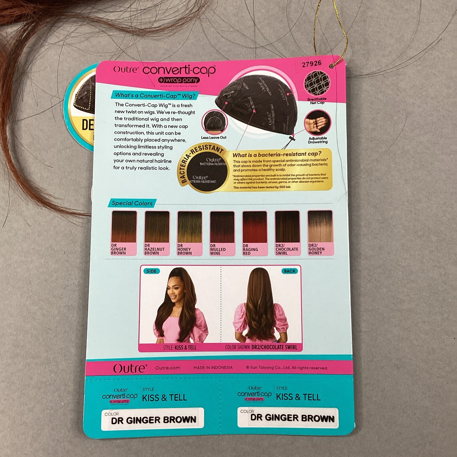 Converti-Cap + Wrap Pony Kiss & Tell #DRGinger Brown Black Premium Synthetic Wig