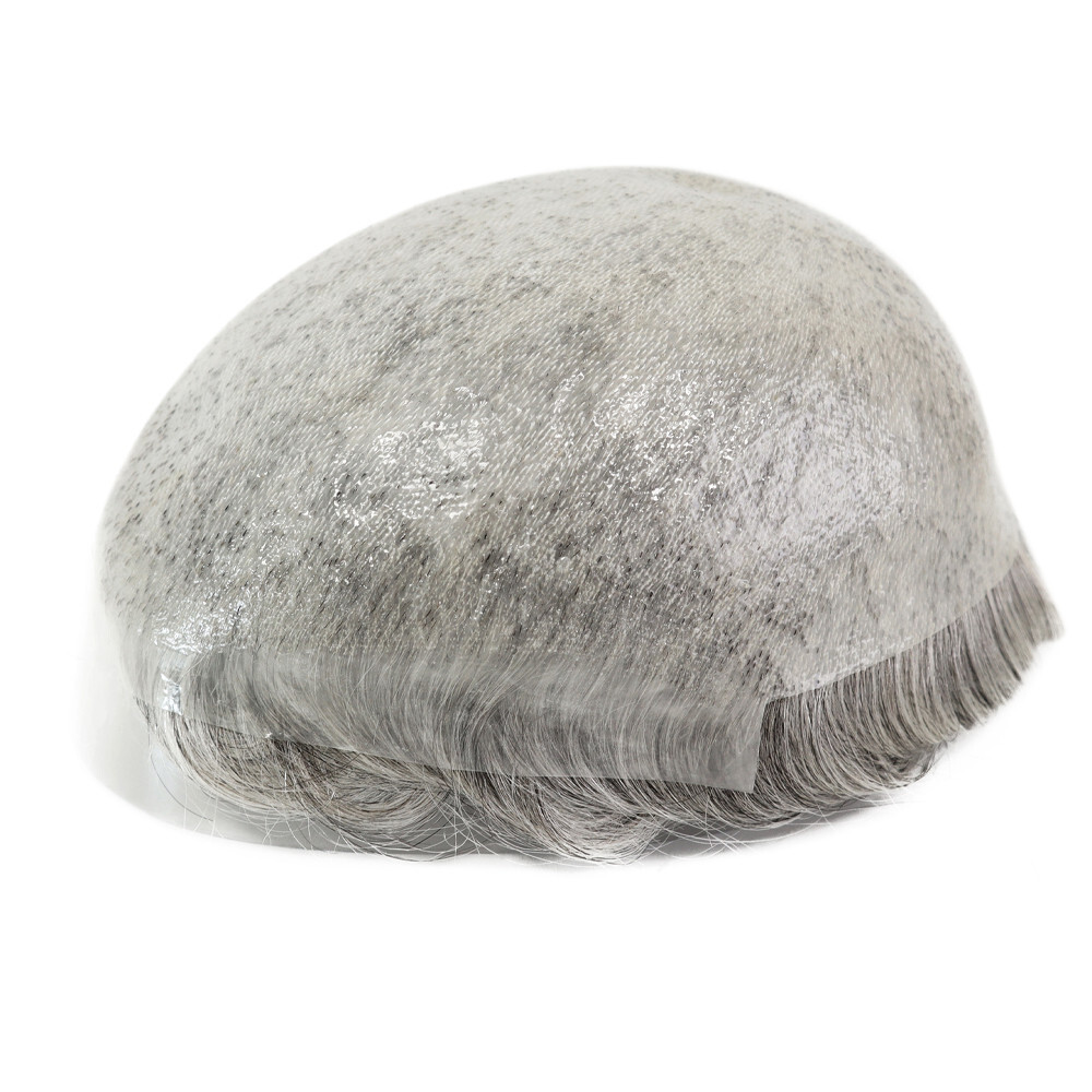 Mens Toupee Human Hair Replacement System 0.04mm Skin PU Hairpiece 100% Denisty