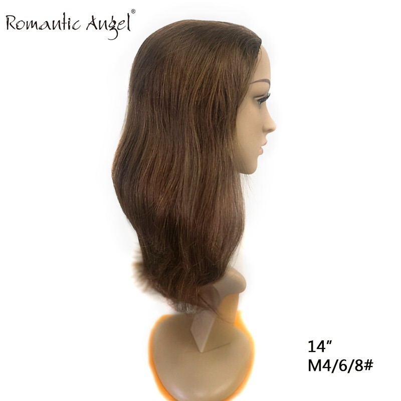 100% Remy human hair half wigs 35cm(14inch) Straight and curly light brown