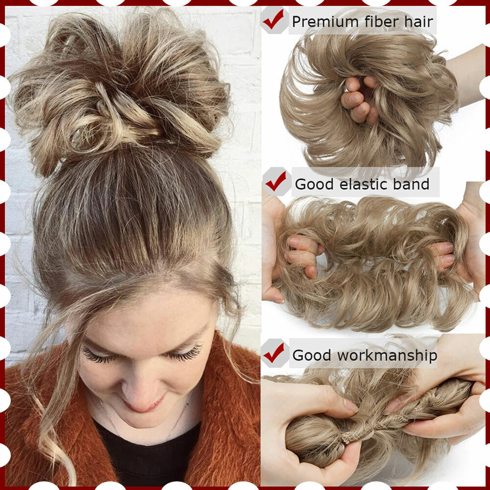 Synthetic Curly Hair Extensions Hairpiece Bun Updo Scrunchie Pony Tail As Human