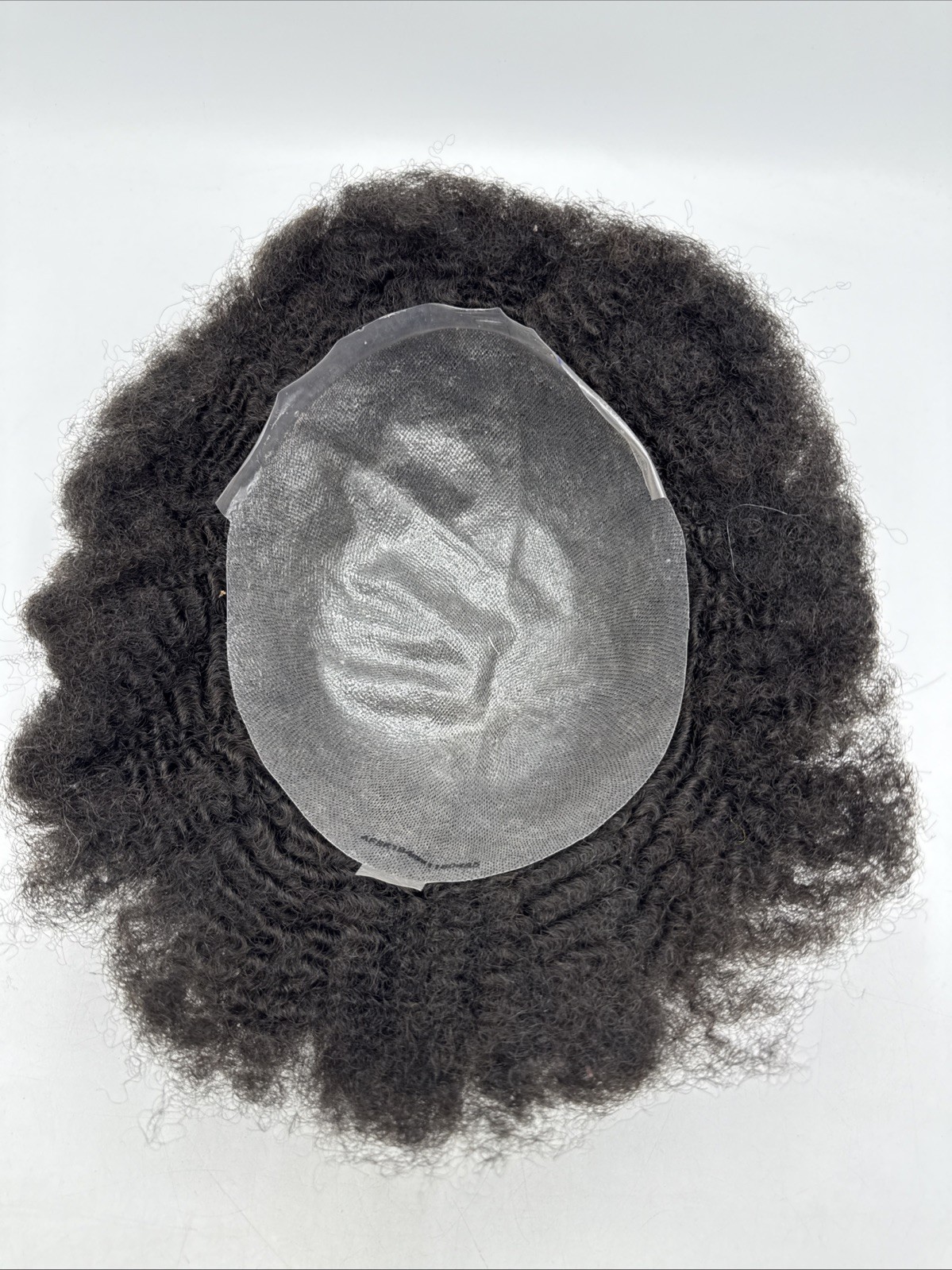 Afro Toupee 4MM Curly Kinky Hair 7.5×9.5 inch Hairpiece # 1B Black NEW!
