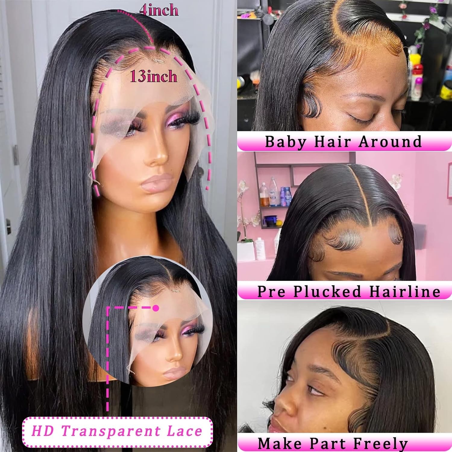 Straight Brazilian Virgin Hair 24 Inch Lace Front Wig – Tangle Free & Durable