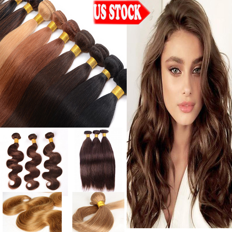 7A Brazilian Virgin Human Hair Weave Weft Straight Body Wave 3 Bundles Color LC