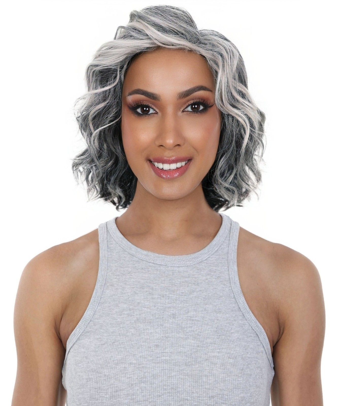 Esela 12″ Length Soft Flowing Waves with Natural Volume Human Hair Blend Wig