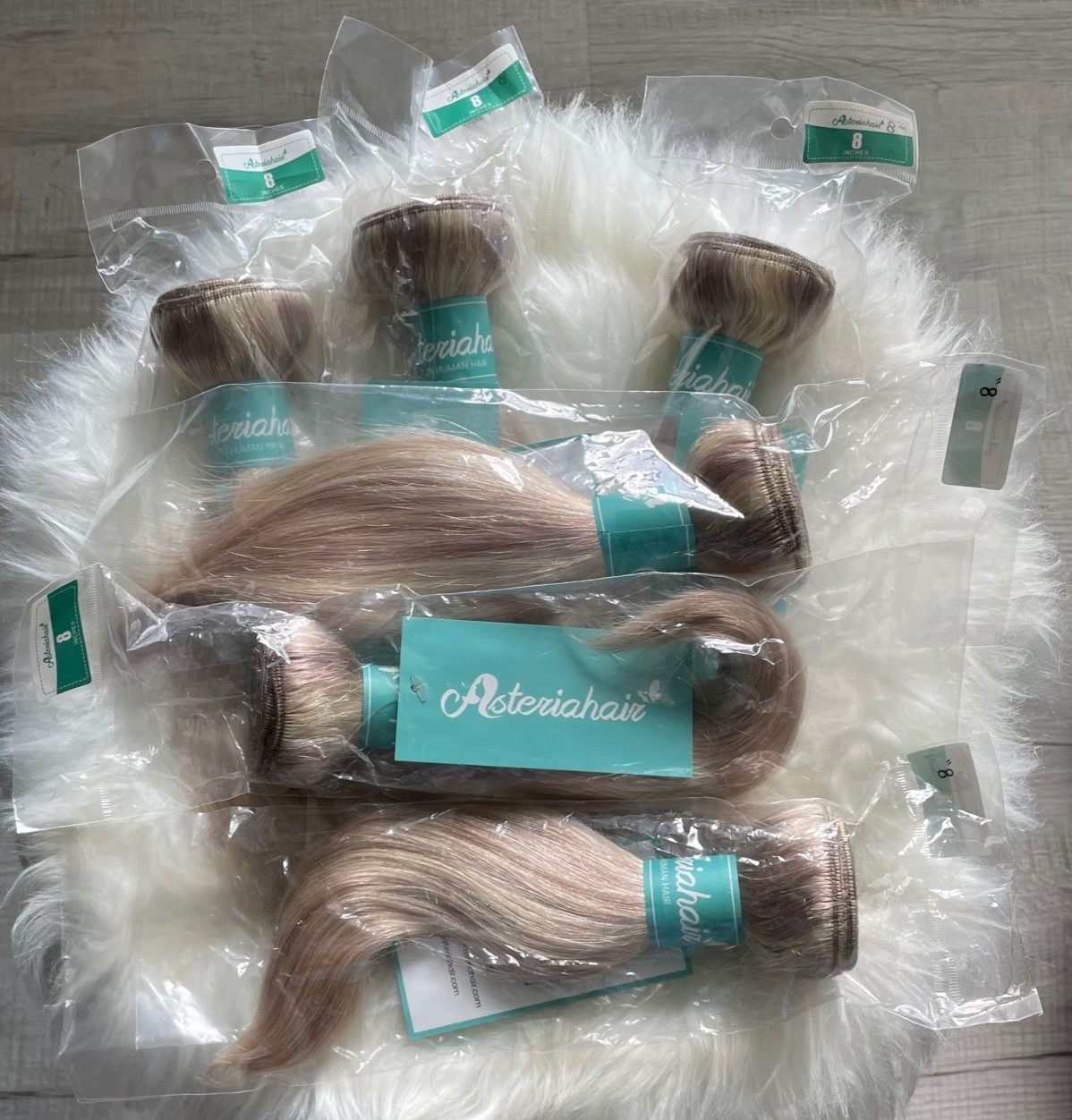 Platinum Ash Blonde 613 Straight 8″ Human Hair 6 Bundles with 13×4 HD Closure