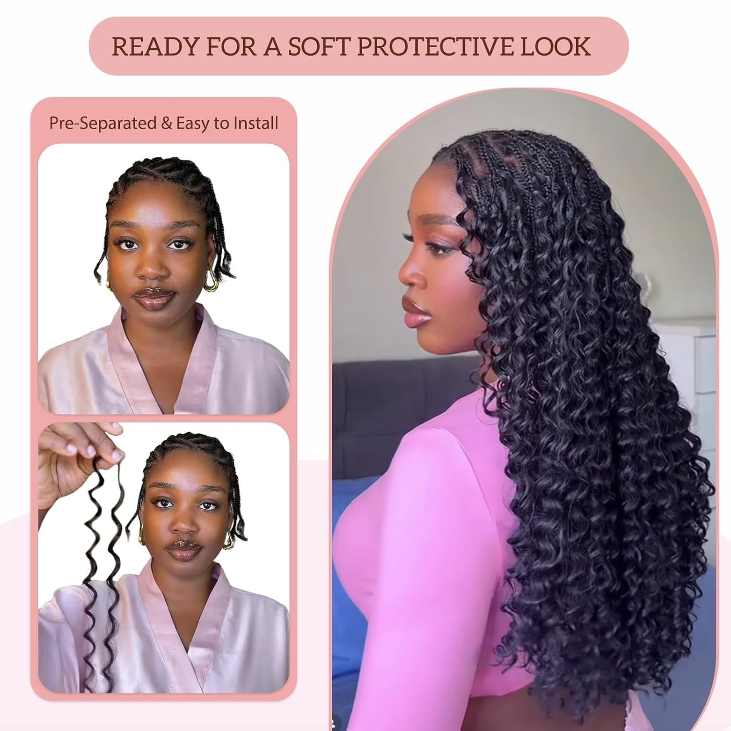 Feather Lightweight Deep Wave Crochet Hair for Black Women – 18 Inch, 50 Strands