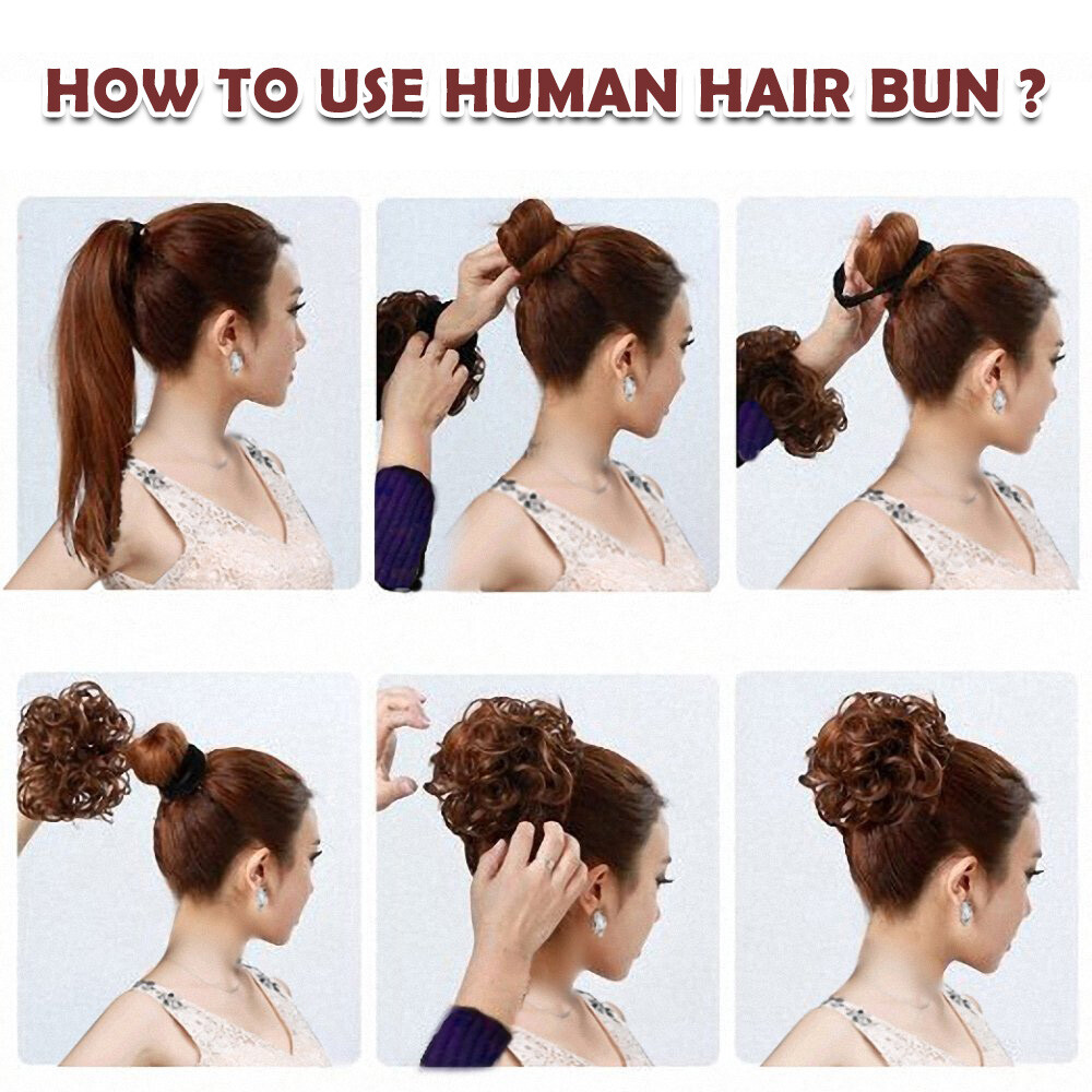 REMY Messy Bun Piece Clip In 100% Human Hair Extensions Updo Scrunchie Pony Tail