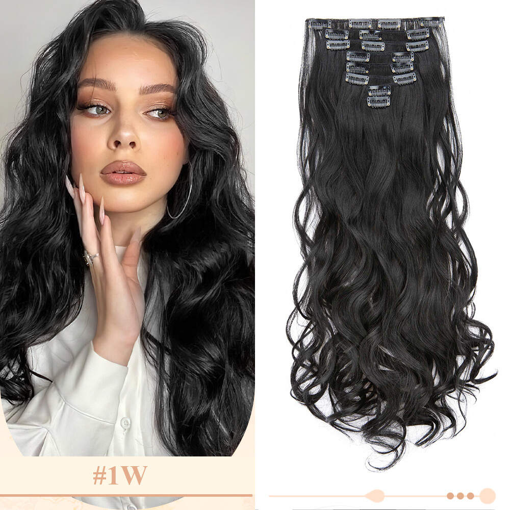 Wavy 8PCS Thick Full Head Clip In Hair Extensions Hair Extentions Real as Human