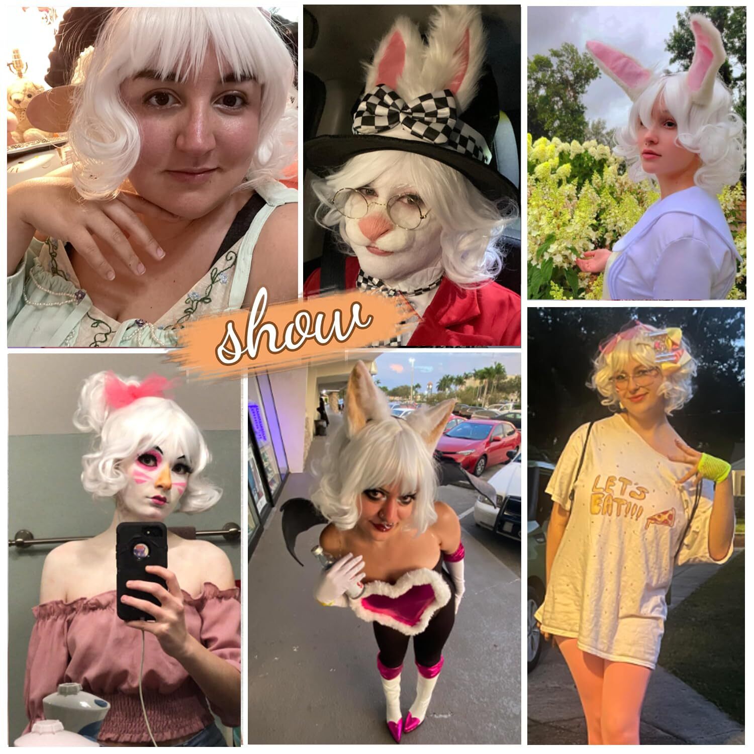 Cosplay Wig Halloween Wavy Japanese Harajuku Theme Party Hair White