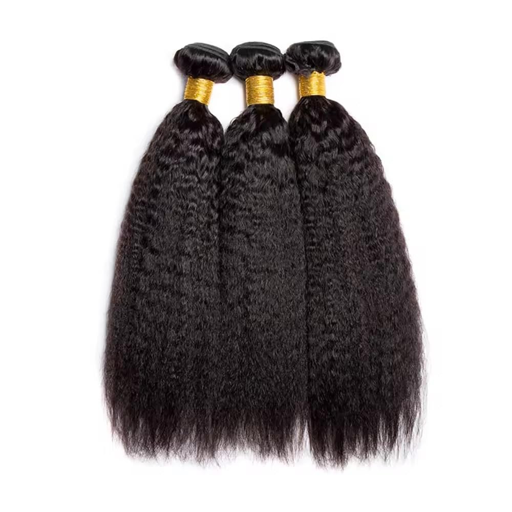 #1B Natural Black Bundles Kinky Straight Bundles Human Hair 14 16 18 Inch Bra…