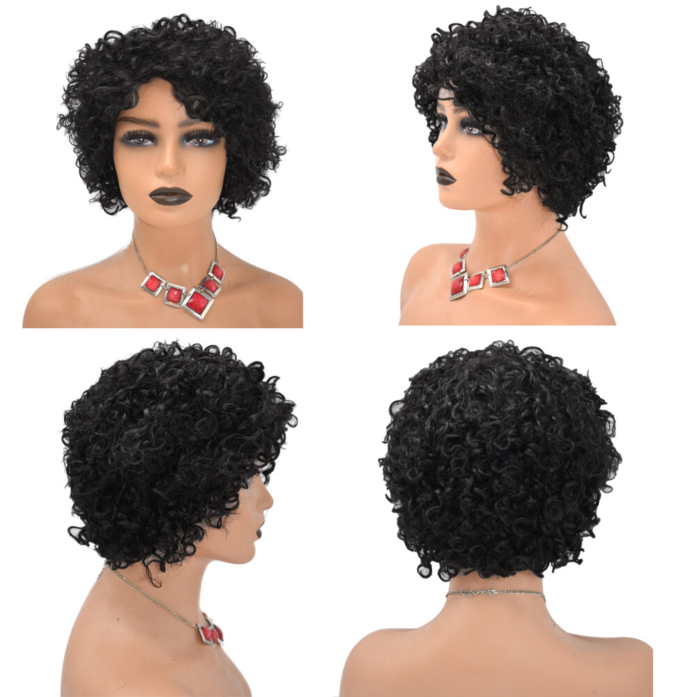 Kinky Curly Afro Wig Short Human Hair Wigs for Black Women Brazilian Natural US