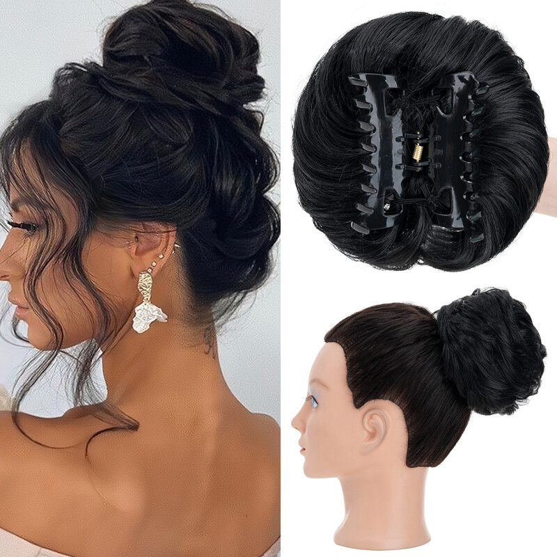 Curly Messy False Hair Bun Piece Scrunchie Updo Bobble Claw Clip Hair Extension