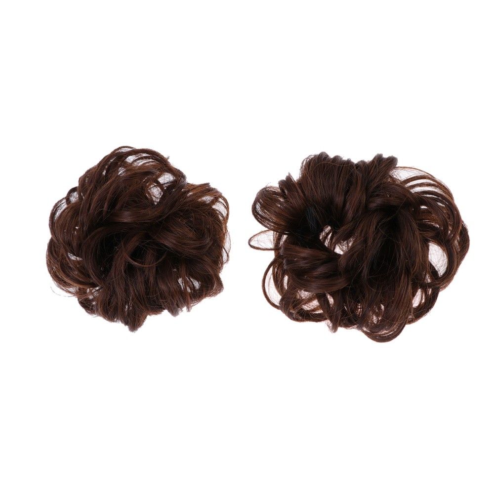 2Pcs Hair Chignon Wig Light Brown Synthetic Hair Bun for Elegant Ponytail Volume