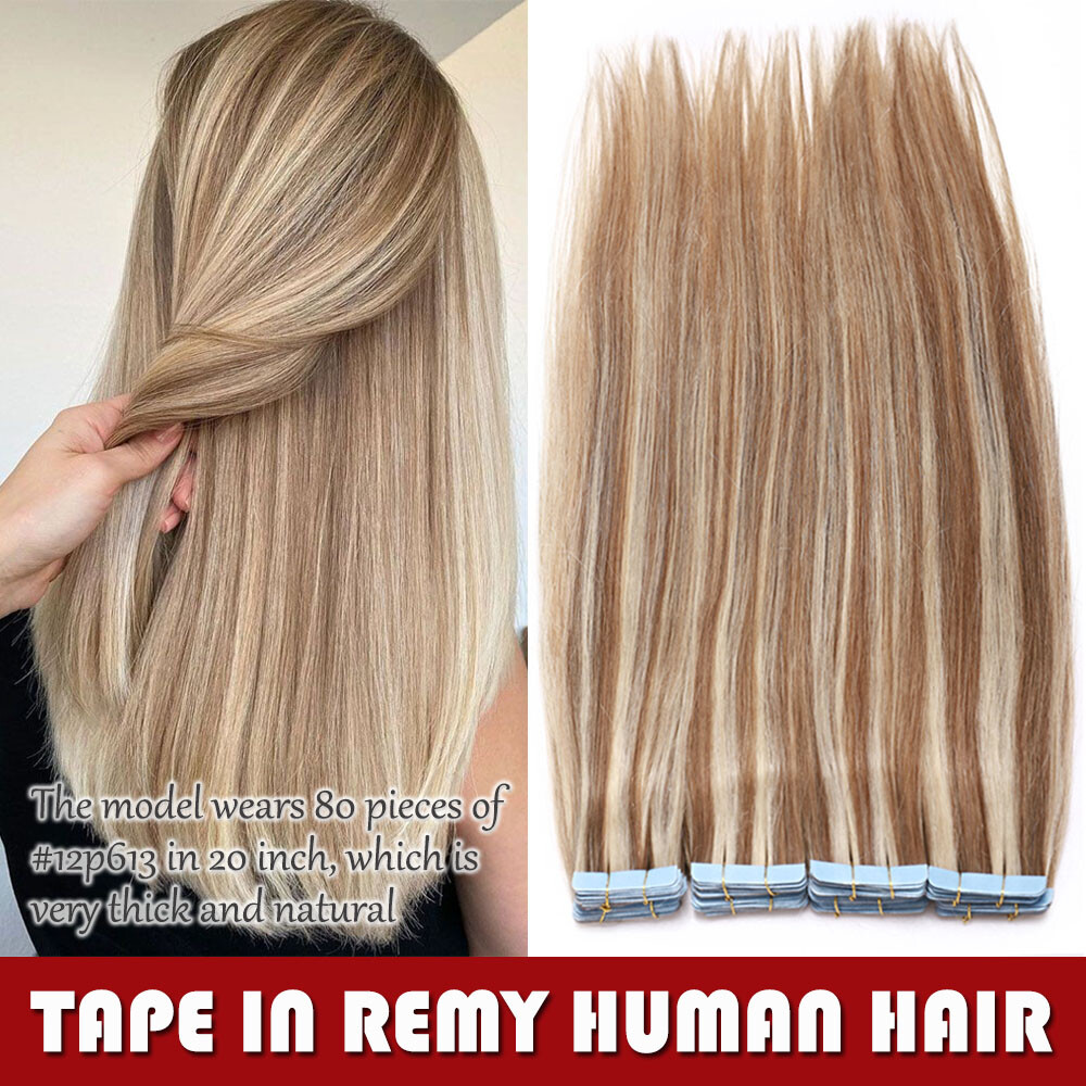 150g Seamless Tape In Skin Weft 100% Remy Human Hair Extensions Women Clearance