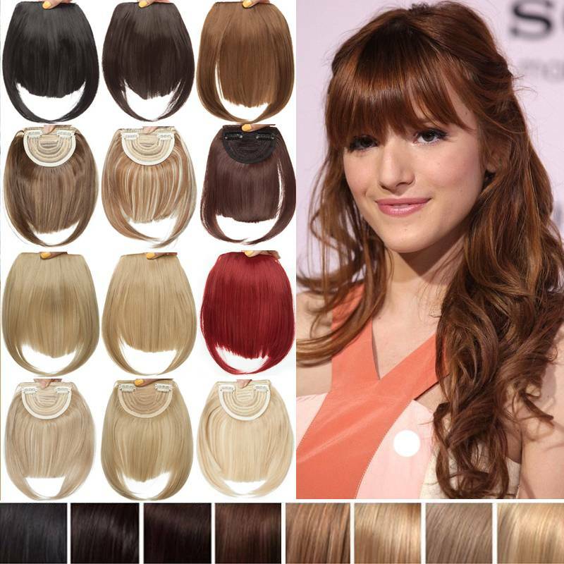 Neat Thin Bangs as Real Human Hair Extension Clip in on Fringe Fake Hairpiece US