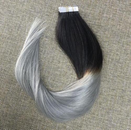 Seamless Hair Extensions Reusable Adhesive Tape 100%Remy Human Hair Balayage 40p