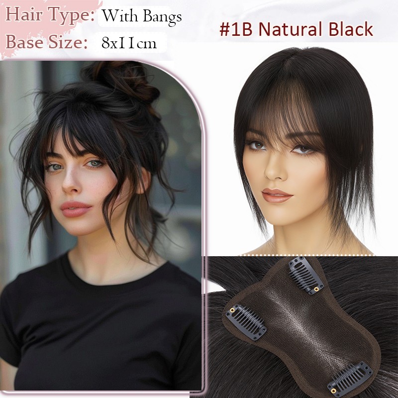 Lace Base Clip In Real Human Remy Hair Topper Extensions Free Part Hairpiece US