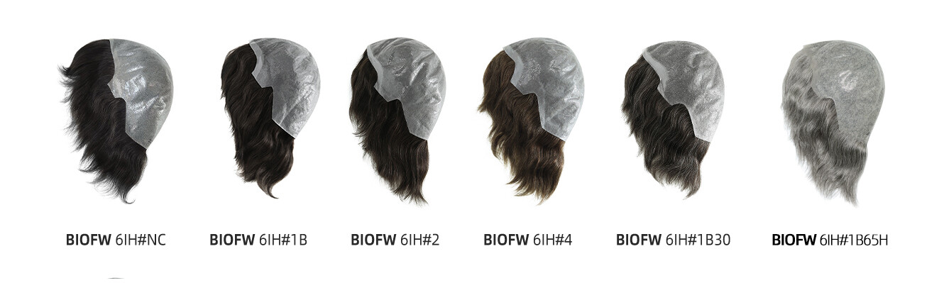 Mens Human Hair Full Head Wigs Thin Skin Wig Hair Replacement Medium Size 6”