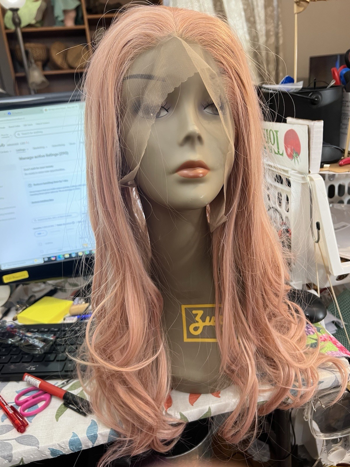 Fashion Wigs Long Waves Pink rose gold