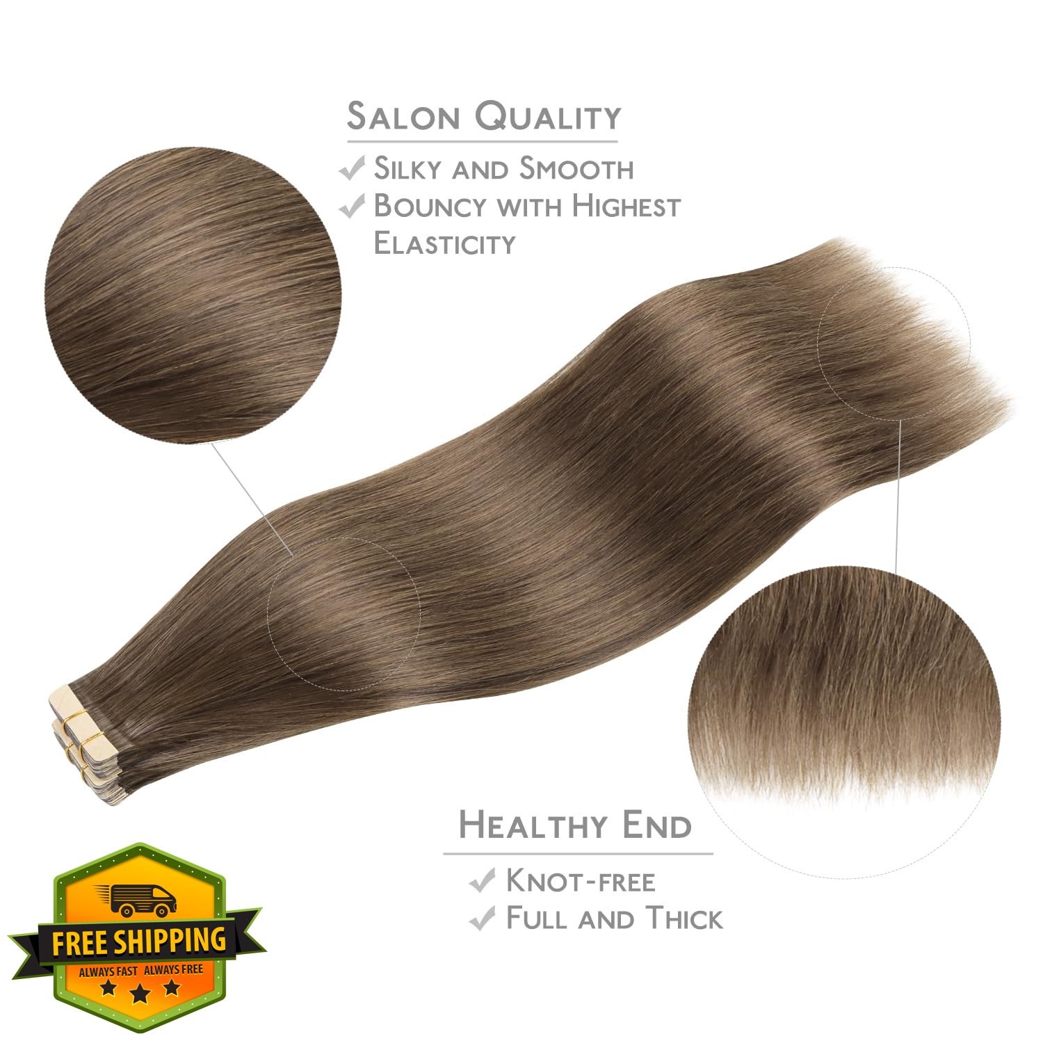 Wennalife 16″ Muted Light Brown Brunette Tape Ins