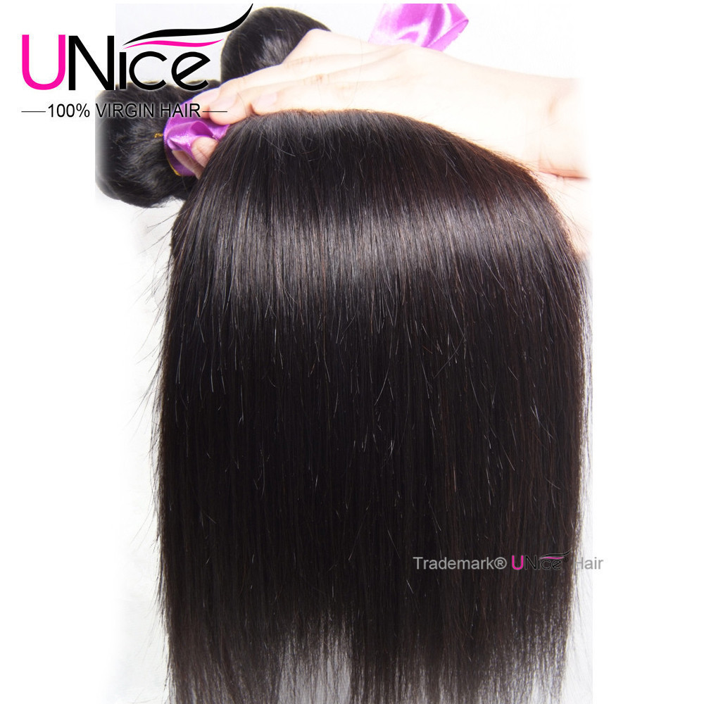 UNice Hair Indian Straight Bundles Human Hair Extensions Virgin Hair Weaves Weft