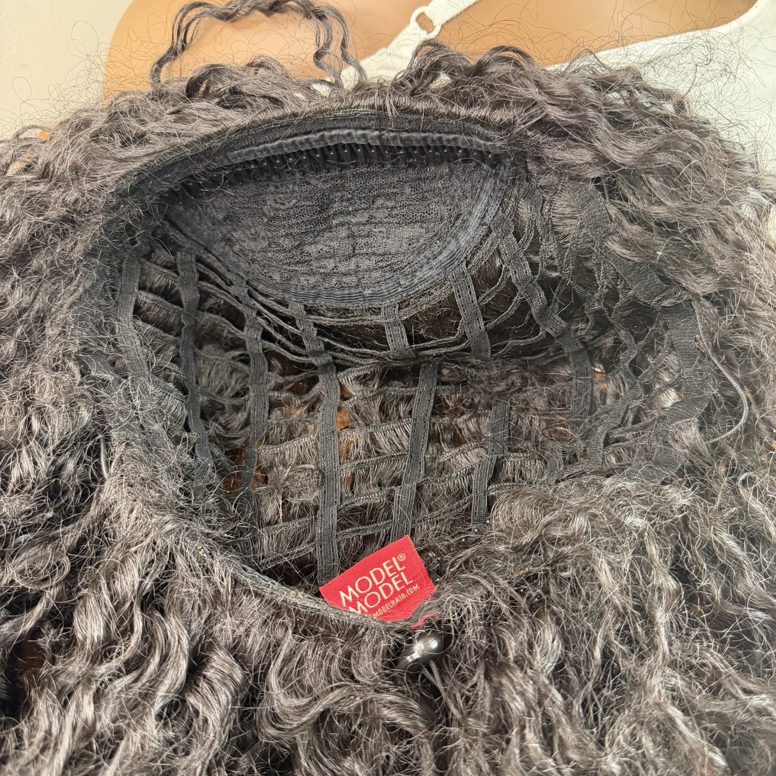 Model Model Drawstring Full Cap Synthetic Black Curly Haired Wigs Lot of 3