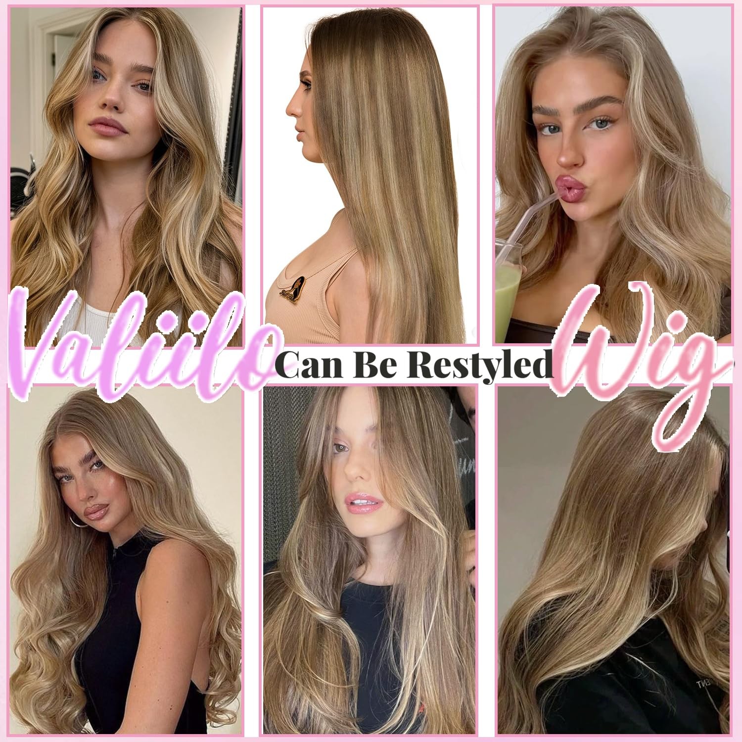Valiilo Ash Blonde Human Hair Wig 13X6 Light Brown Mixed Ash Blonde 180 Density