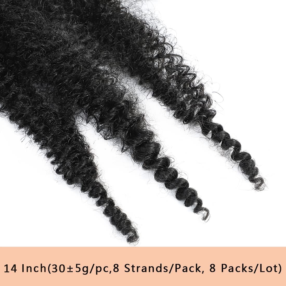 14 Inch Pre-Separated Springy Afro Twist Hair 8 Packs Black Pre-Fluffy Natura…