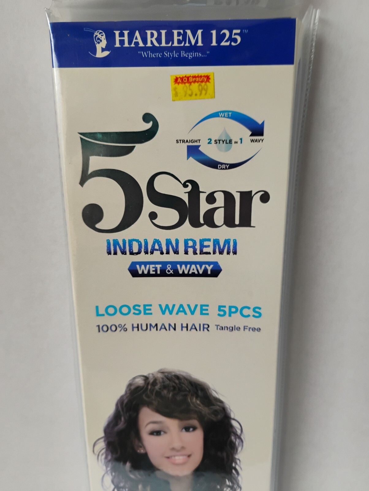 Harlem 125 5 Star Indian Remi Wet & Wavy Human Hair Loose Wave 5PC Weave