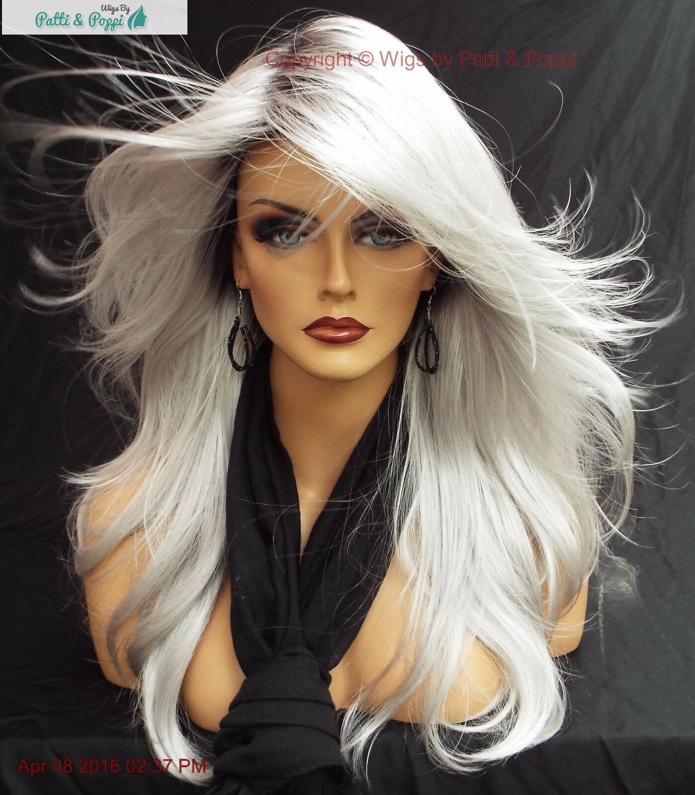 “ANGELICA” DESIGNER WIG ☆ #60 WHITE ROOTED ILLUMINA R LONG FLOWING WAVES SEXY
