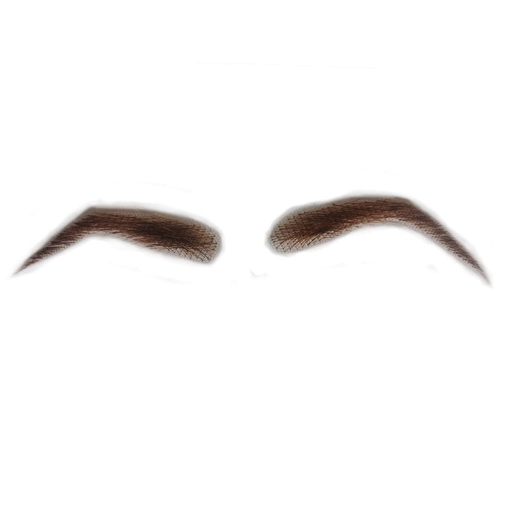 Light Brown False Eyebrows Human Hair Handmade Crochet Invisible Realistic Natur