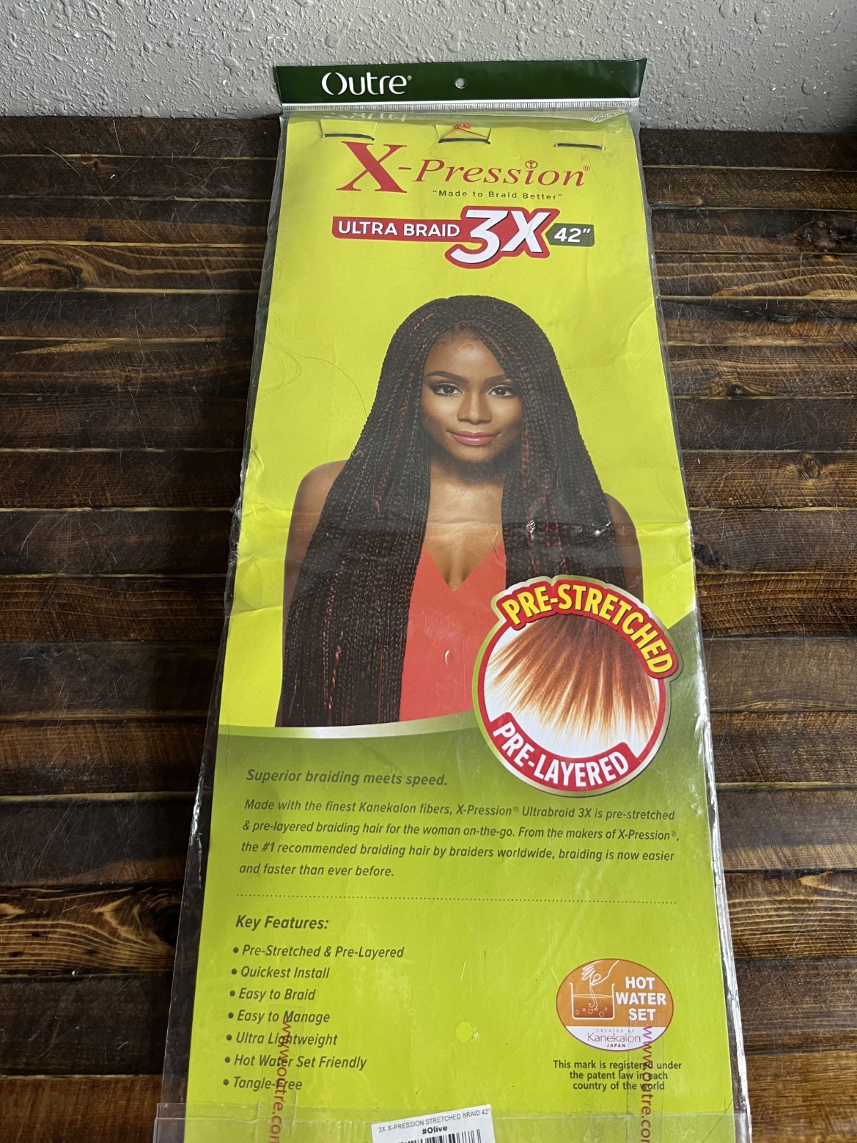 Outre X-Pression Ultra Braid 3X Pre-Stretched 42″Kanekalon Hair Extensions Olive